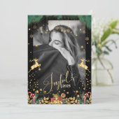 Elegant 2025 vrolijk rood en goud vrolijk kerstfee feestdagenkaart (Staand voorkant)