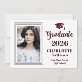 Elegant 2026 Graduate Graduation Portrait Photo  Aankondiging (Voorkant)