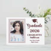 Elegant 2026 Graduate Graduation Portrait Photo  Aankondiging (Staand voorkant)