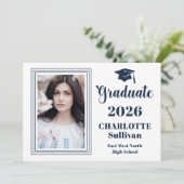 Elegant 2026 Graduate Graduation Portrait Photo  Aankondiging (Staand voorkant)