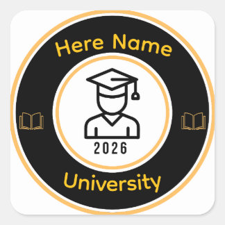 Elegant 2026 Graduate | Personalized Gold Seal Vierkante Sticker