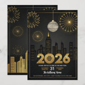 Elegant 2026 New Year's Eve - Party Gold Glitter Kaart (Voorkant / Achterkant)