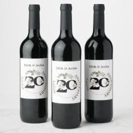 Elegant 20 jaar JUBILEUM wijn Etiket