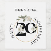 Elegant 20 jaar JUBILEUM wijn Etiket (Enkel label)