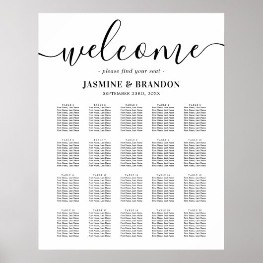 Elegant 20-tabel weddenschapenkaart poster (Voorkant)