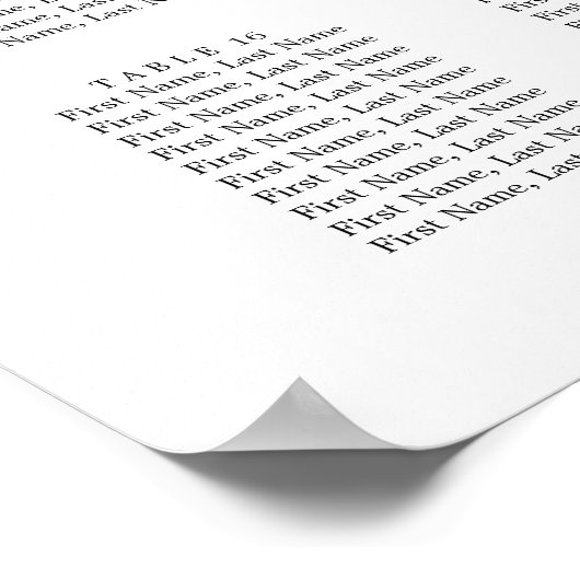 Elegant 20-tabel weddenschapenkaart poster (Hoek)