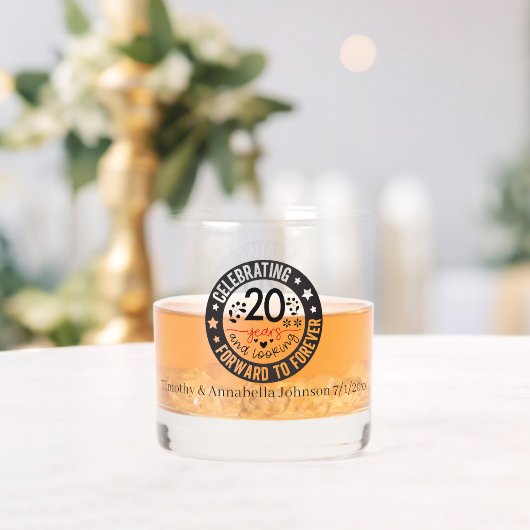 Elegant 20e jaar Jubileum namen toevoegen datum Whisky Glas (Insitu (Huwelijk))