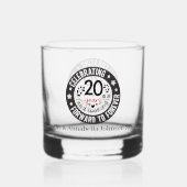 Elegant 20e jaar Jubileum namen toevoegen datum Whisky Glas (Achterkant)