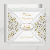Elegant 20e trouwjubileum witgoud kaart (Voorkant / Achterkant)