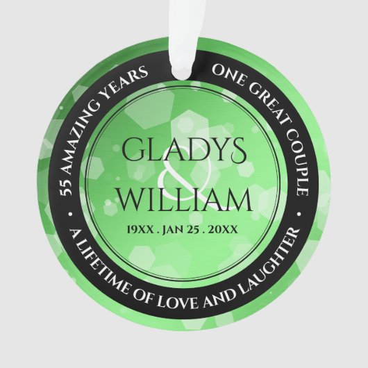 Elegant 20th 38th Emerald Wedding Jubileum Ornament (voorkant)