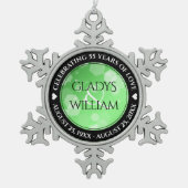 Elegant 20th 38th Emerald Wedding Jubileum Tin Sneeuwvlok Ornament (Voorkant)