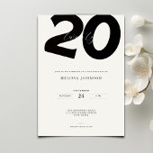Elegant 20th Birthday Invitation - Minimal Style Kaart