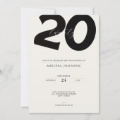 Elegant 20th Birthday Invitation - Minimal Style Kaart (Voorkant)