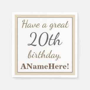 Elegant 20th Birthday Paper Napkins Servet