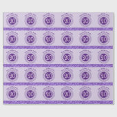 Elegant 20th Birthday Purple Glitter with Stripes Cadeaupapier (Vlak)