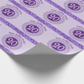 Elegant 20th Birthday Purple Glitter with Stripes Cadeaupapier (Hoek)