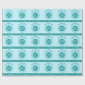 Elegant 20th Birthday Teal Blue Glitter & Stripes Cadeaupapier (Vlak)