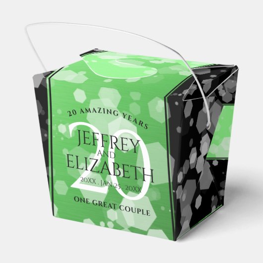 Elegant 20th Emerald Wedding Jubileum Bedankdoosjes (Achterkant)