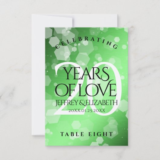 Elegant 20th Emerald Wedding Jubileum Bedankkaart (Voorkant)