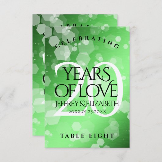 Elegant 20th Emerald Wedding Jubileum Bedankkaart (Voorkant / Achterkant)