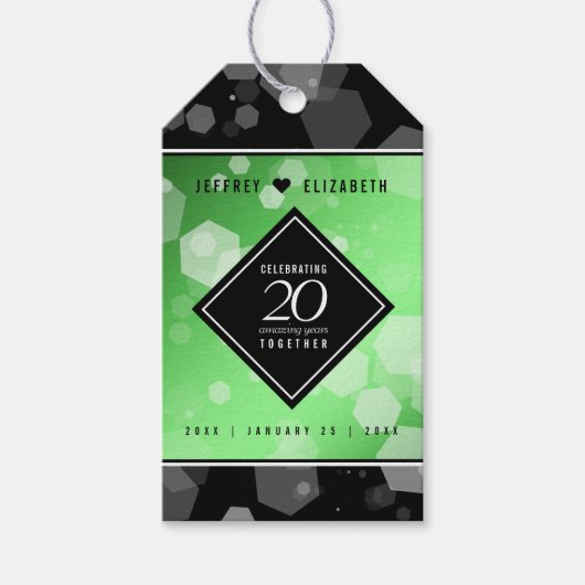 Elegant 20th Emerald Wedding Jubileum Cadeaulabel (Voorkant)