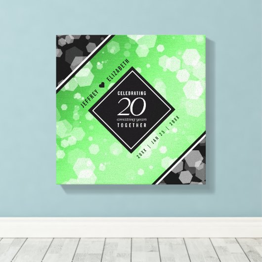 Elegant 20th Emerald Wedding Jubileum Canvas Afdruk (Insitu (Houten vloer))
