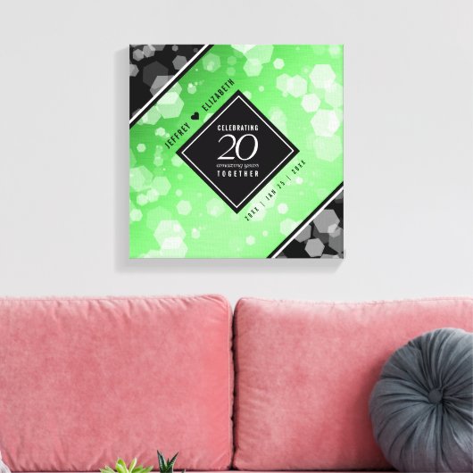 Elegant 20th Emerald Wedding Jubileum Canvas Afdruk (Insitu (Woonkamer))