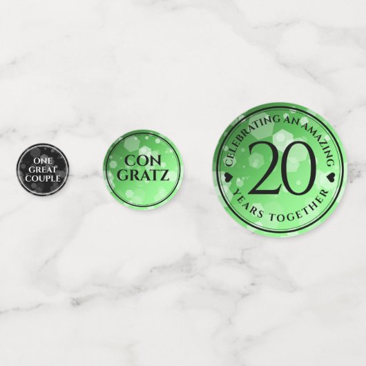 Elegant 20th Emerald Wedding Jubileum Confetti (Voorkanten)