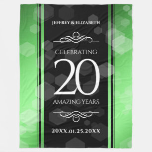 Elegant 20th Emerald Wedding Jubileum Fleece Deken