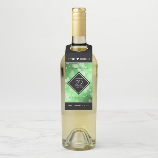 Elegant 20th Emerald Wedding Jubileum Flessenhanger (Op fles)