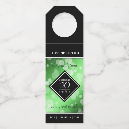 Elegant 20th Emerald Wedding Jubileum Flessenhanger (Achterkant)