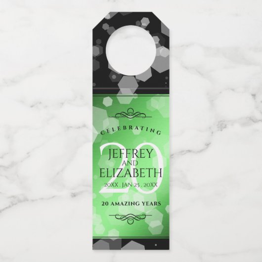 Elegant 20th Emerald Wedding Jubileum Flessenhanger (Achterkant)