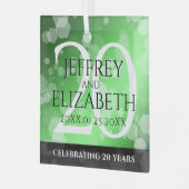 Elegant 20th Emerald Wedding Jubileum Glas Ornament (Voorkant links)