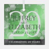 Elegant 20th Emerald Wedding Jubileum Glas Ornament (Voorkant)