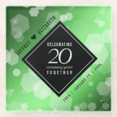 Elegant 20th Emerald Wedding Jubileum Glazen Onderzetter (Voorkant)