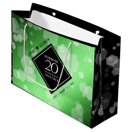 Elegant 20th Emerald Wedding Jubileum Groot Cadeauzakje (Voorkant Gekanteld)