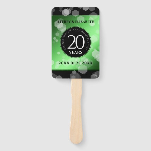 Elegant 20th Emerald Wedding Jubileum Handwaaier (Voorkant)