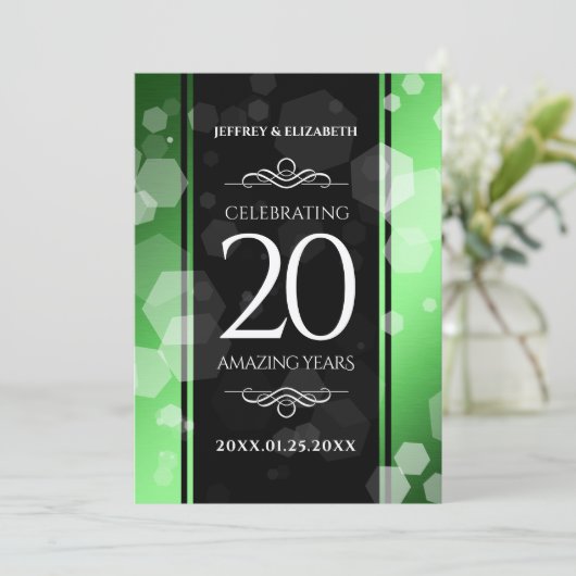 Elegant 20th Emerald Wedding Jubileum Kaart (Staand voorkant)