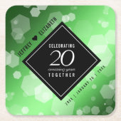 Elegant 20th Emerald Wedding Jubileum Kartonnen Onderzetters (Voorkant)