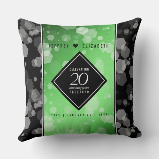 Elegant 20th Emerald Wedding Jubileum Kussen (Achterkant)