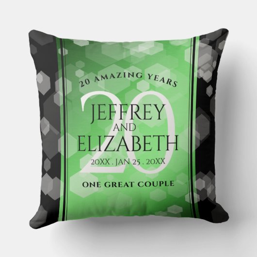 Elegant 20th Emerald Wedding Jubileum Kussen (Achterkant)