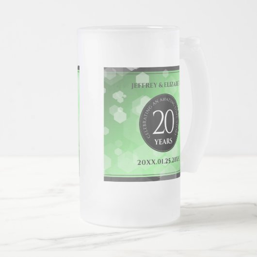 Elegant 20th Emerald Wedding Jubileum Matglas Bierpul (Voorkant rechts)