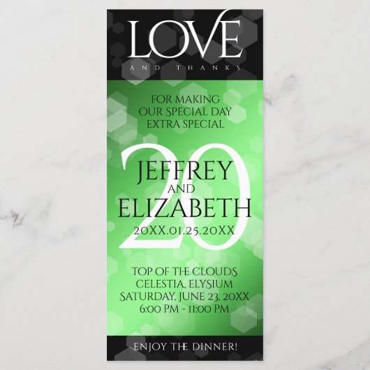 Elegant 20th Emerald Wedding Jubileum Menu (Achterkant)