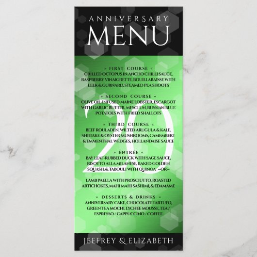 Elegant 20th Emerald Wedding Jubileum Menu (Voorkant)