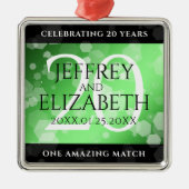 Elegant 20th Emerald Wedding Jubileum Metalen Ornament (Voorkant)