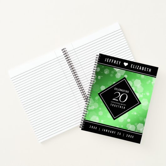 Elegant 20th Emerald Wedding Jubileum Notitieboek (Binnen)