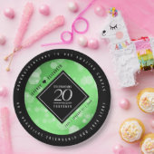Elegant 20th Emerald Wedding Jubileum Papieren Bordje (Feest)