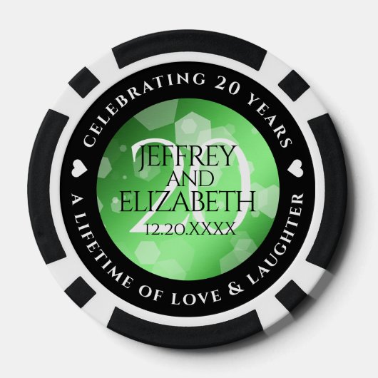 Elegant 20th Emerald Wedding Jubileum Poker Chips (Achterkant)