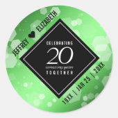Elegant 20th Emerald Wedding Jubileum Ronde Sticker (Voorkant)