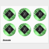 Elegant 20th Emerald Wedding Jubileum Ronde Sticker (Vel)